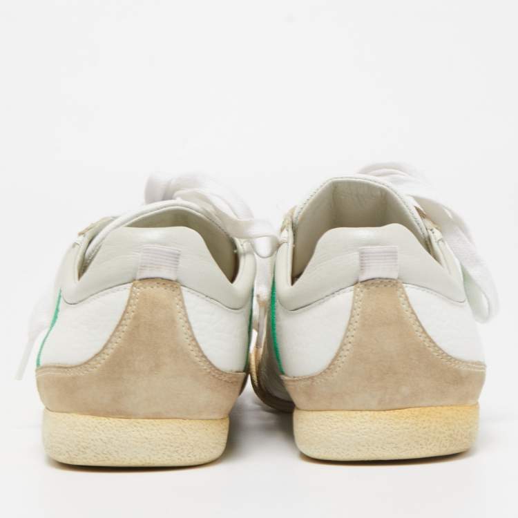 Pre Owned Dolce & Gabbana White/Grey Leather And Suede Low Top Sneakers Size 45.5