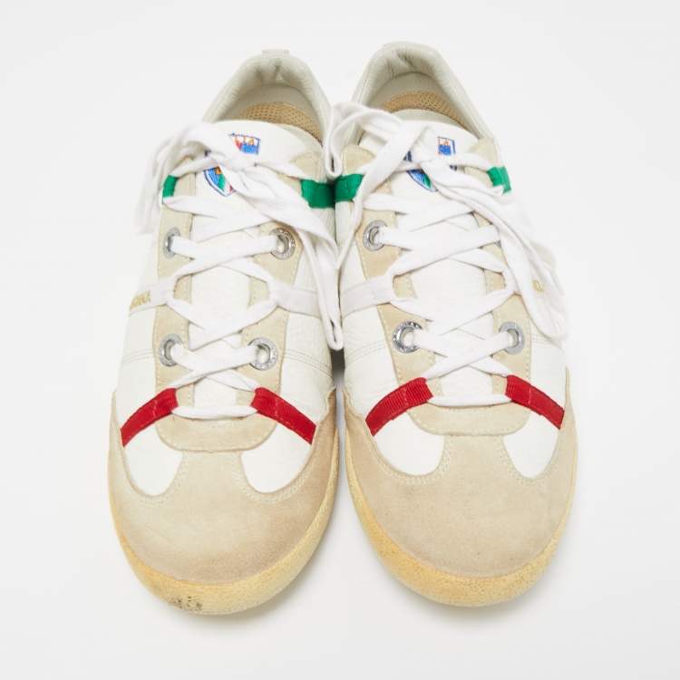 Pre Owned Dolce & Gabbana White/Grey Leather And Suede Low Top Sneakers Size 45.5
