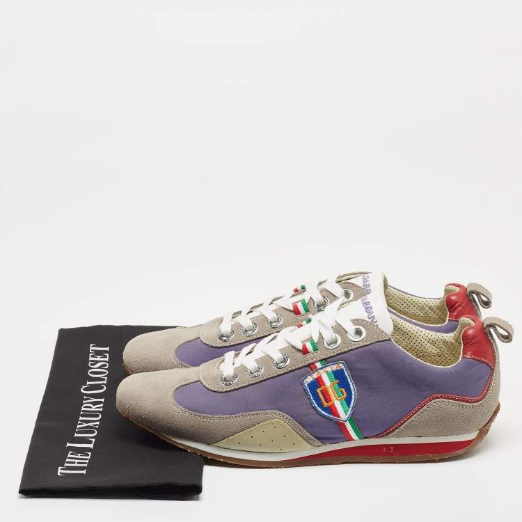 Pre Owned Dolce & Gabbana Multicolor Leather and Suede Low Top Sneakers Size 44.5