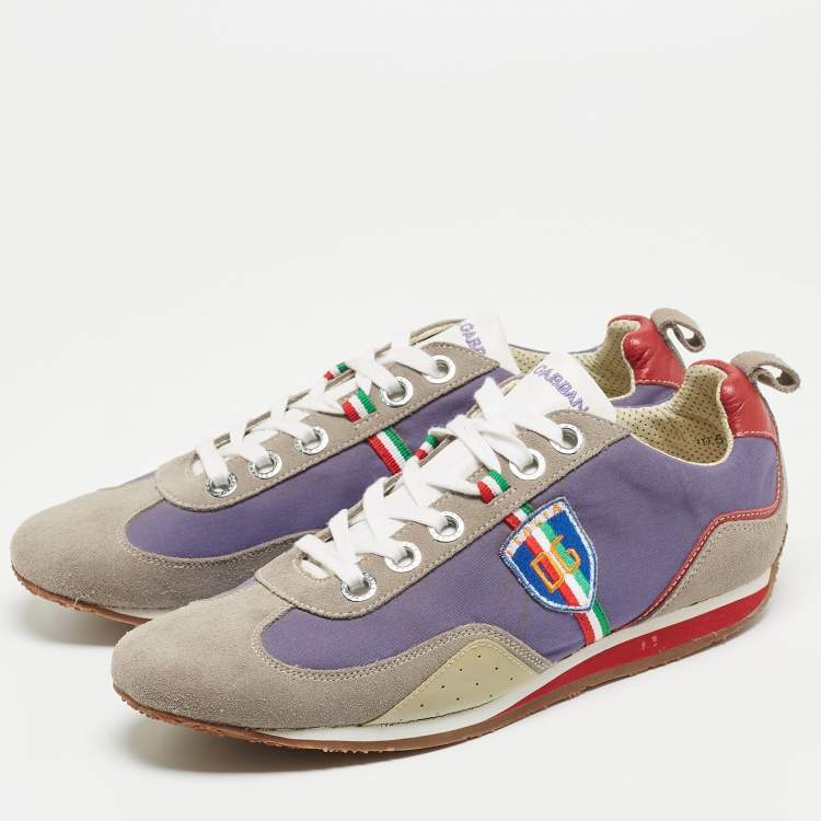 Pre Owned Dolce & Gabbana Multicolor Leather and Suede Low Top Sneakers Size 44.5
