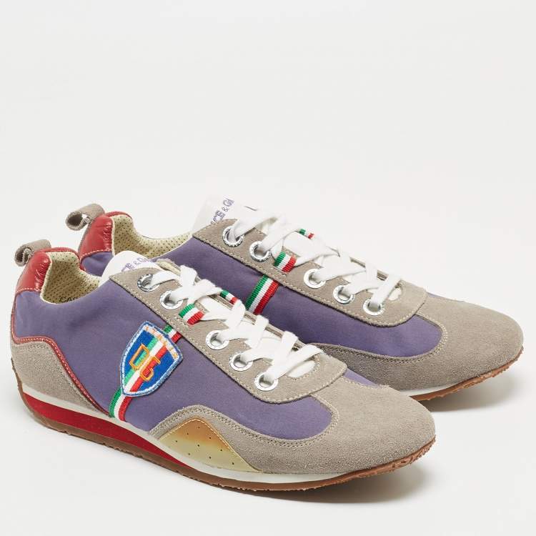 Pre Owned Dolce & Gabbana Multicolor Leather and Suede Low Top Sneakers Size 44.5