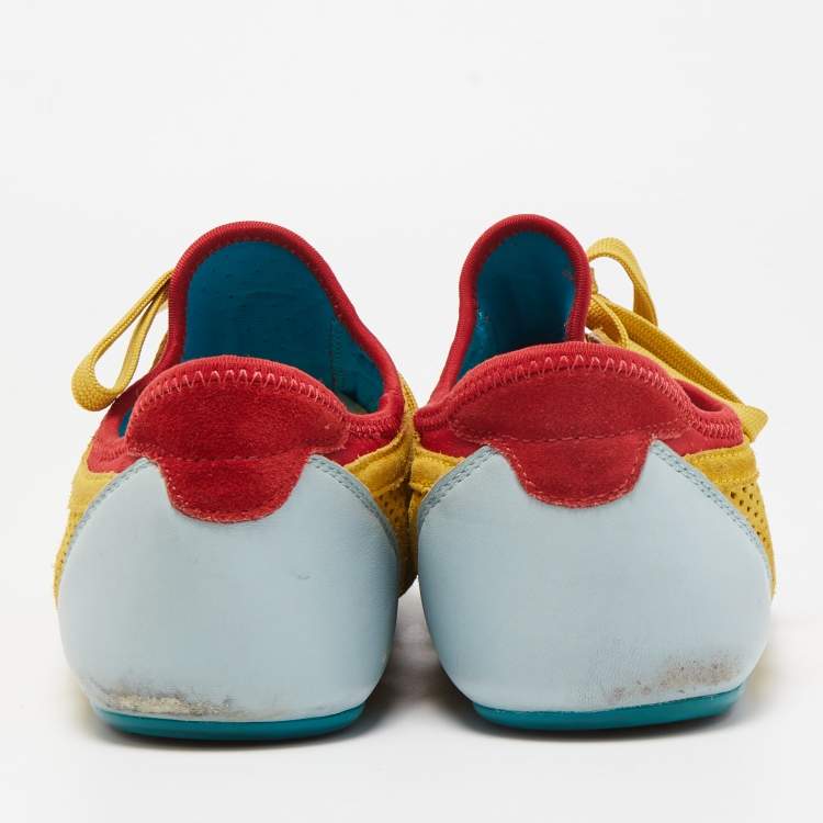 مملوكة مسبقًا Dolce & Gabbana Yellow Suede Low Top Sneakers Size 42.5