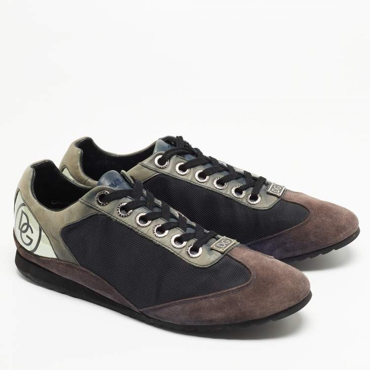 Pre Owned Dolce & Gabbana Multicolor Suede and Mesh Lace Up Sneakers Size 45