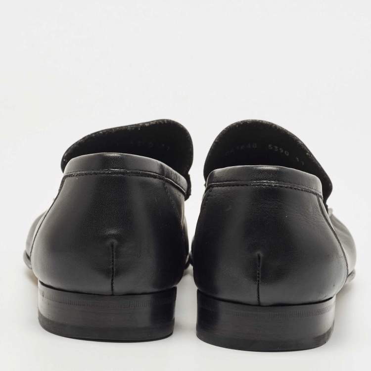 Pre Owned Dolce & Gabbana Black Leather Slip On Loafers Size 45
