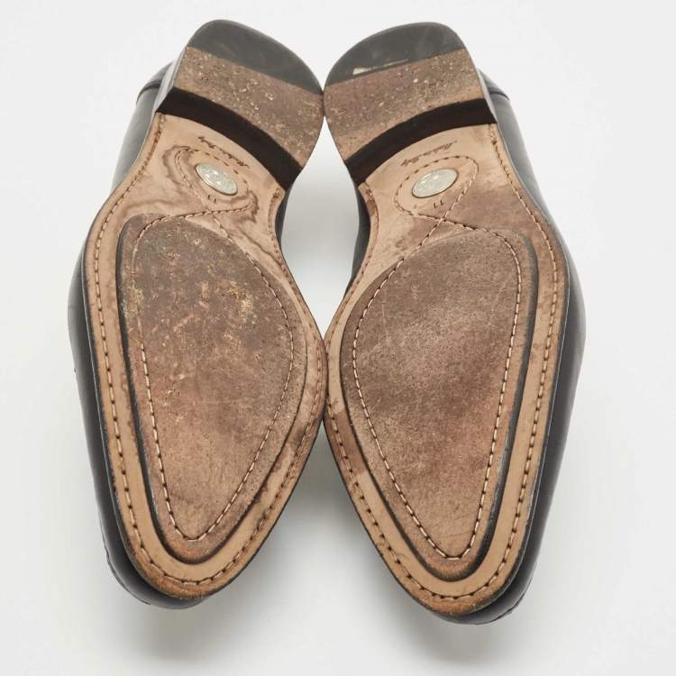 Pre Owned Dolce & Gabbana Black Leather Slip On Loafers Size 45