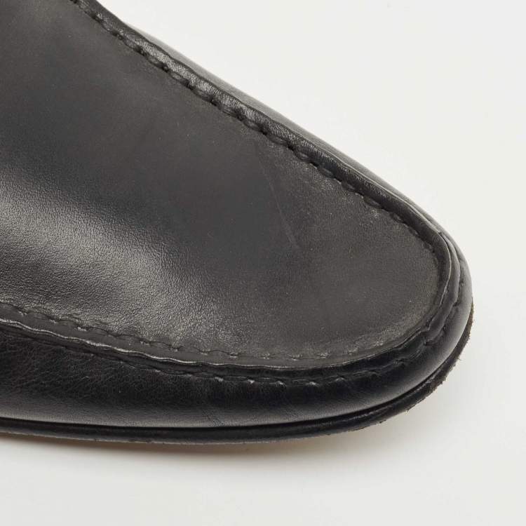 Pre Owned Dolce & Gabbana Black Leather Slip On Loafers Size 45
