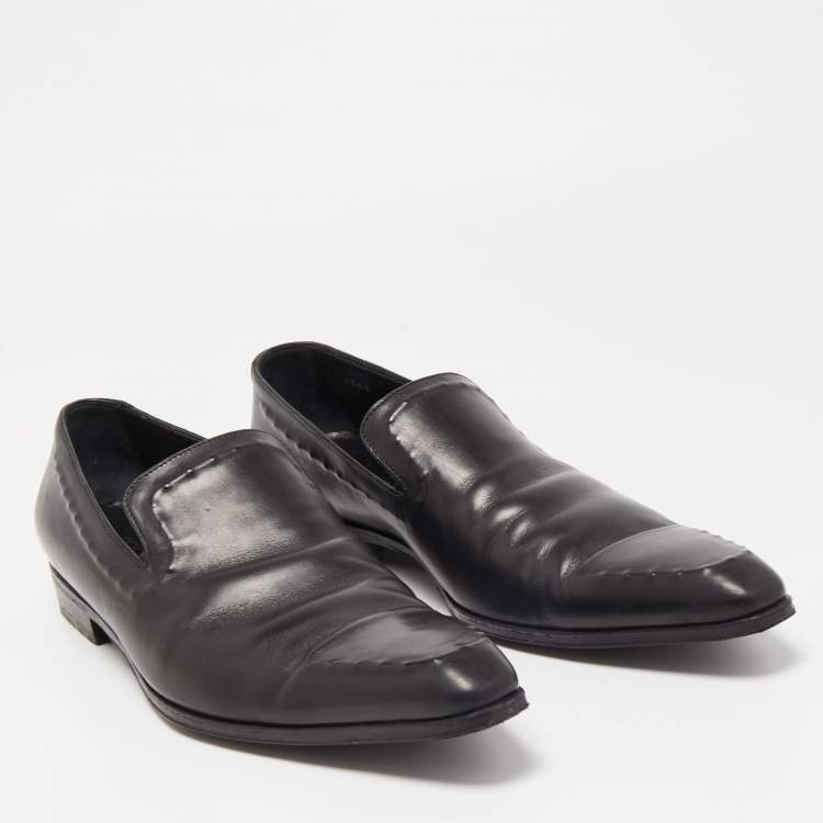 Pre Owned Dolce & Gabbana Black Leather Slip On Loafers Size 42.5