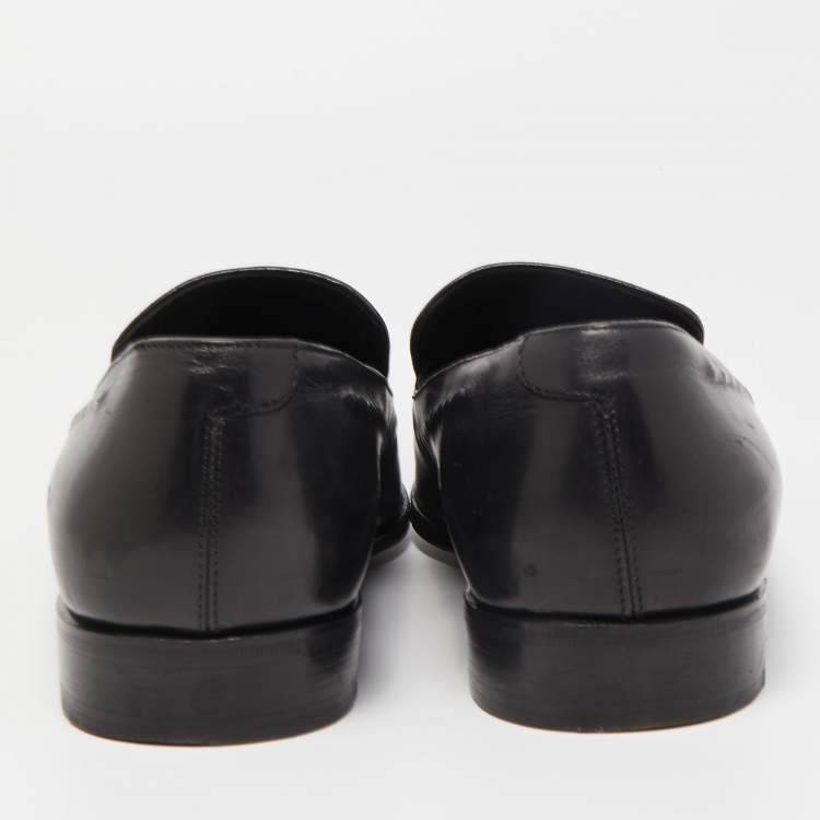 Pre Owned Dolce & Gabbana Black Leather Slip On Loafers Size 42.5