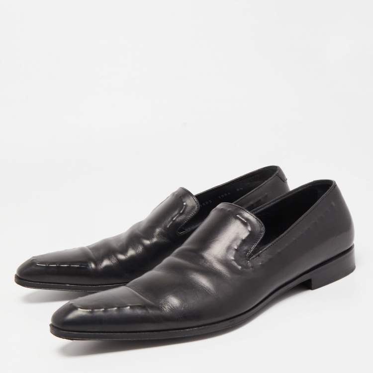 Pre Owned Dolce & Gabbana Black Leather Slip On Loafers Size 42.5