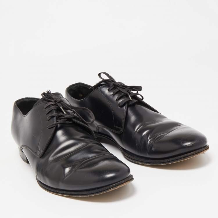 Pre Owned Dolce & Gabbana Black Leather Lace Up Oxford Size 44