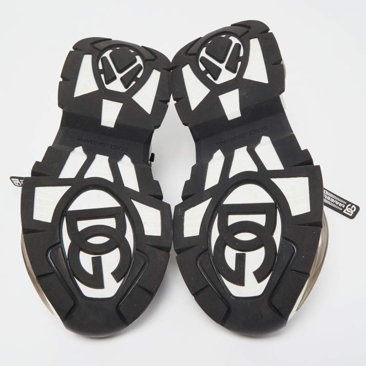 Pre Owned Dolce & Gabbana White/Black Neoprene and Suede Airmaster Low Top Sneakers Size 42.5