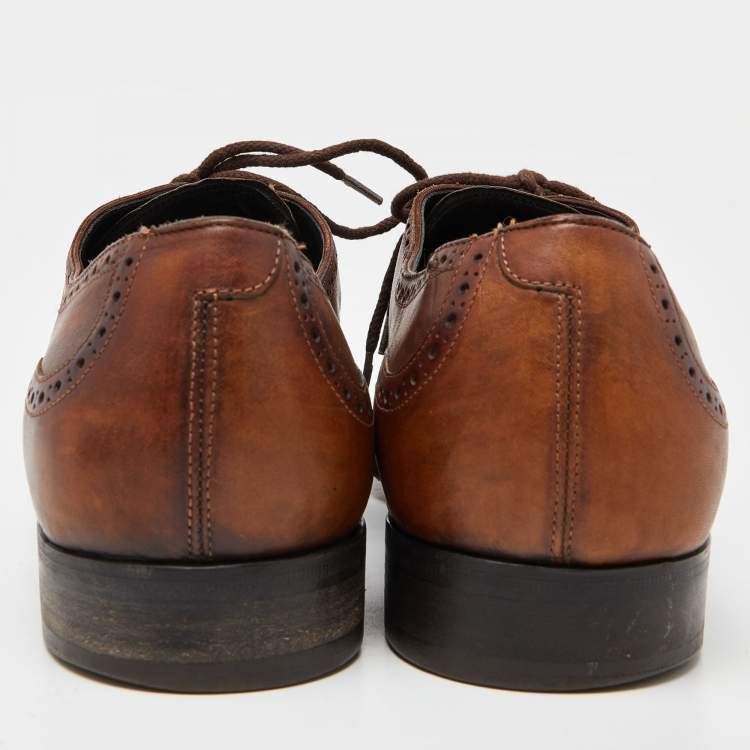 Pre Owned Dolce & Gabbana Brown Leather Brogue Lace Up Oxford Size 43