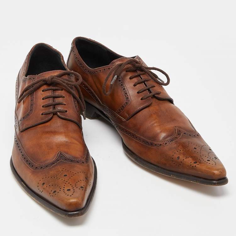 Pre Owned Dolce & Gabbana Brown Leather Brogue Lace Up Oxford Size 43