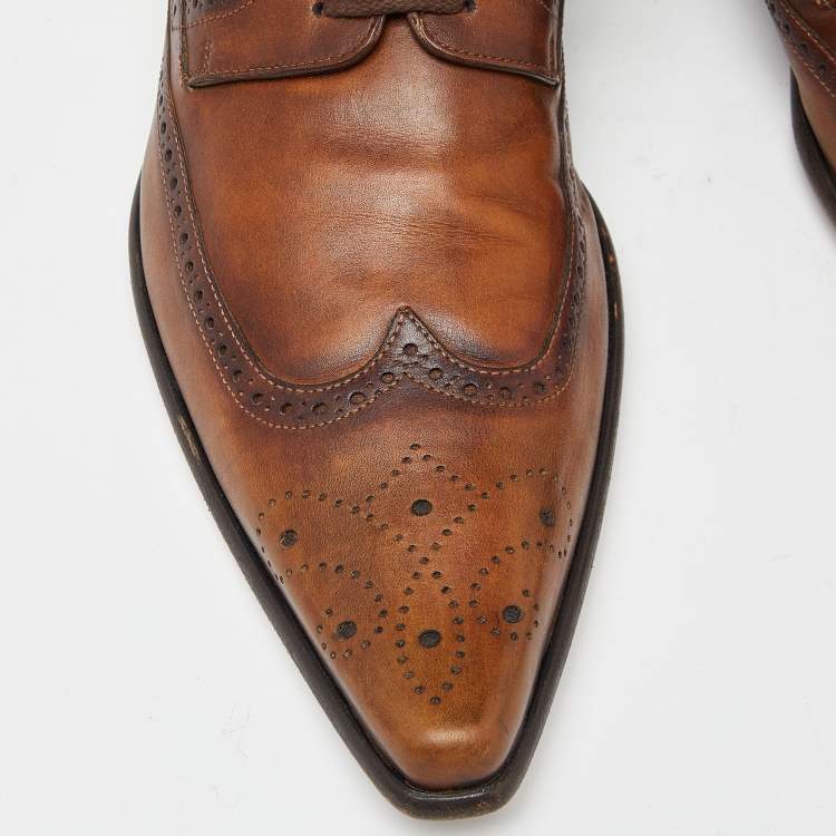 Pre Owned Dolce & Gabbana Brown Leather Brogue Lace Up Oxford Size 43