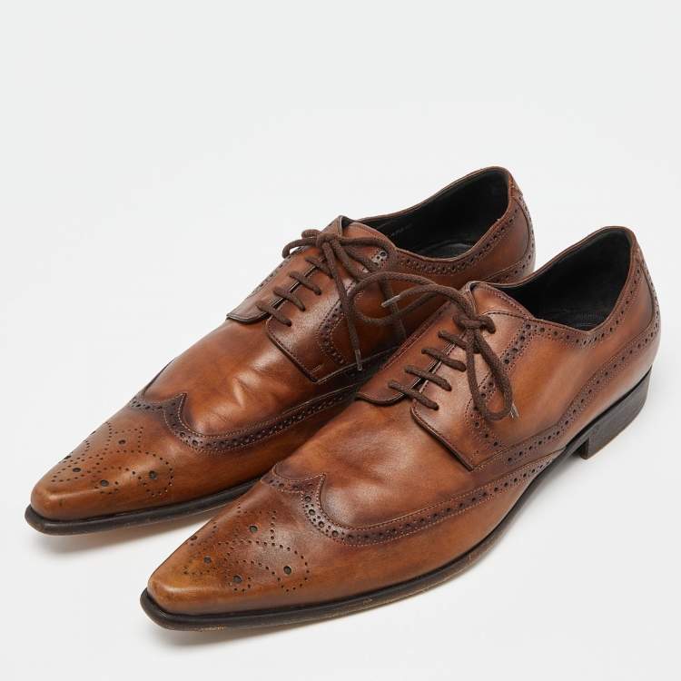 Pre Owned Dolce & Gabbana Brown Leather Brogue Lace Up Oxford Size 43