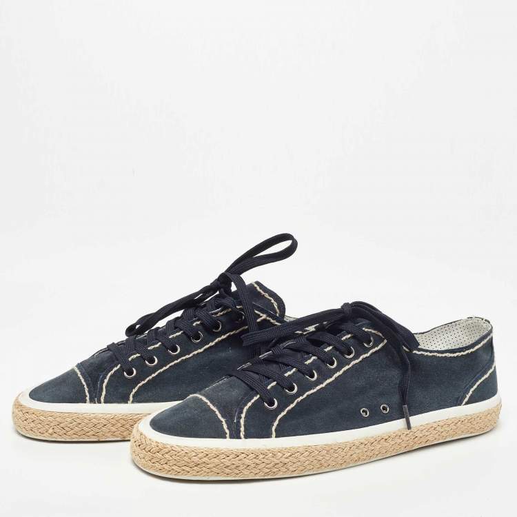 Pre Owned Dolce & Gabbana Navy Blue Denim Lace Up Espadrille Size 44
