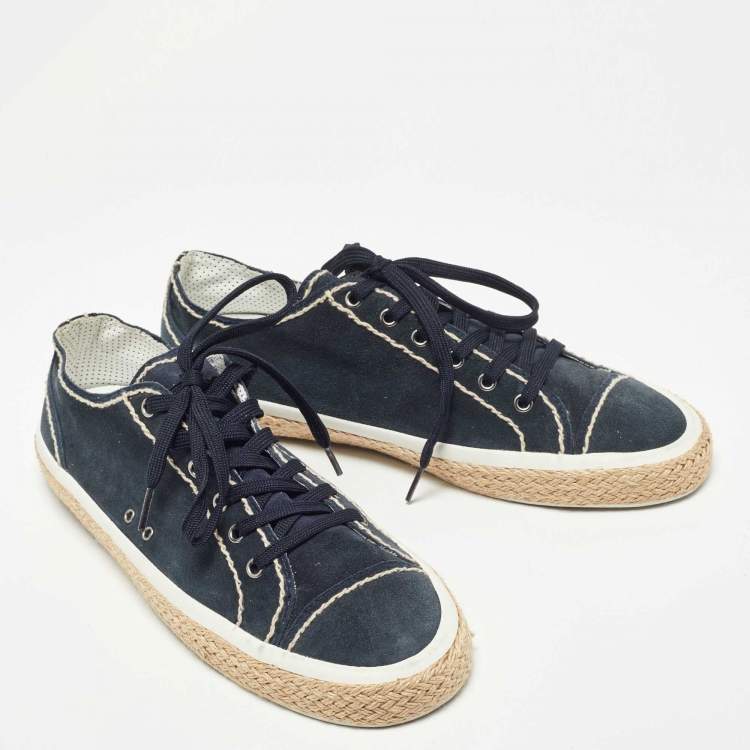 Pre Owned Dolce & Gabbana Navy Blue Denim Lace Up Espadrille Size 44