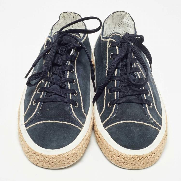 Pre Owned Dolce & Gabbana Navy Blue Denim Lace Up Espadrille Size 44