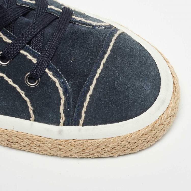 Pre Owned Dolce & Gabbana Navy Blue Denim Lace Up Espadrille Size 44