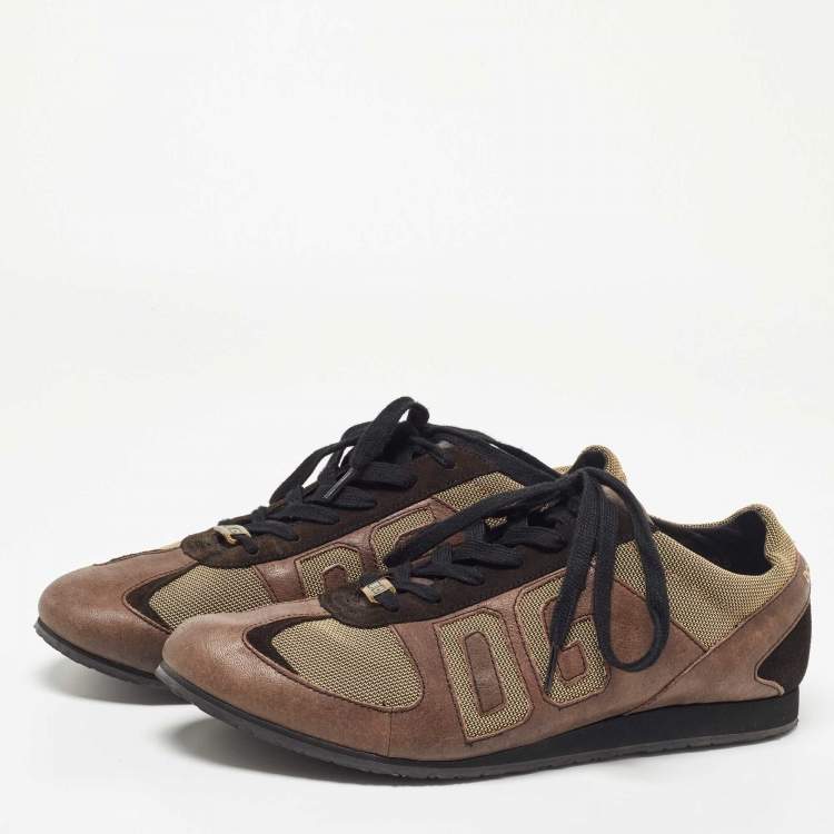 Pre Owned Dolce & Gabbana Brown/Beige Suede Low Top Sneakers Size 44.5