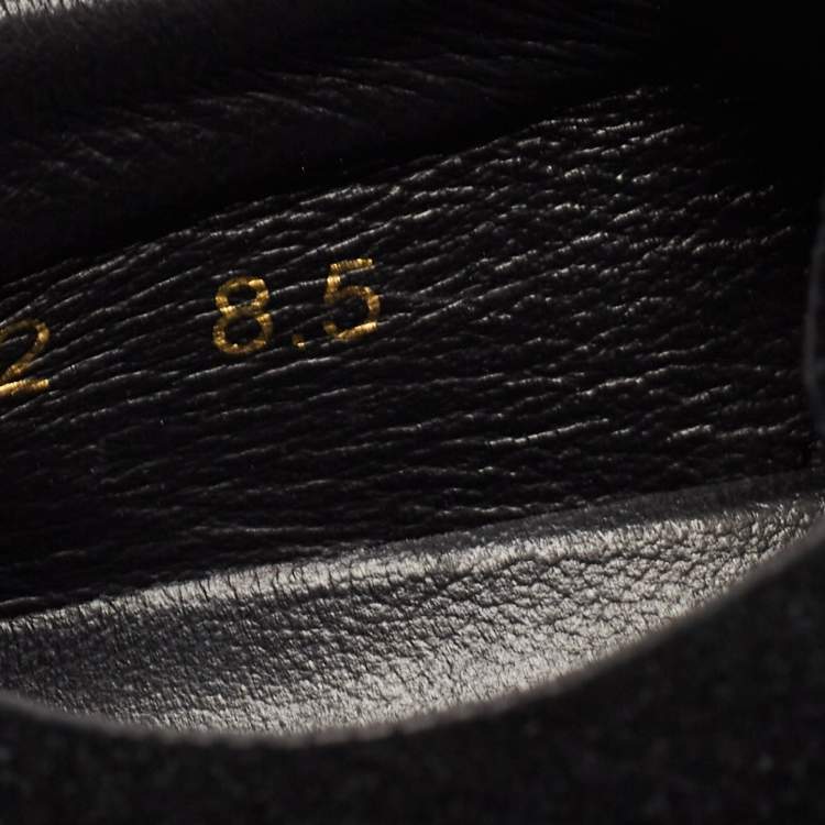 Pre Owned Dolce & Gabbana Black Suede and Leather Logo Plaque Lace Up Sneakers Size 42.5