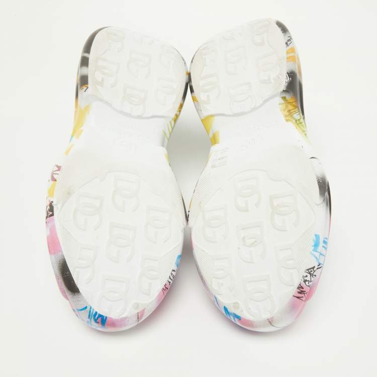 Pre Owned Dolce & Gabbana Multicolor Graffiti Print Rubber Toy Slip On Sneakers Size 45