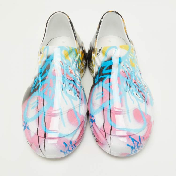 Pre Owned Dolce & Gabbana Multicolor Graffiti Print Rubber Toy Slip On Sneakers Size 45