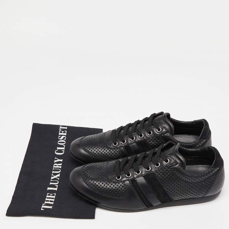 Pre Owned Dolce & Gabbana Black Perforated Leather Low Top Sneakers Size 42.5