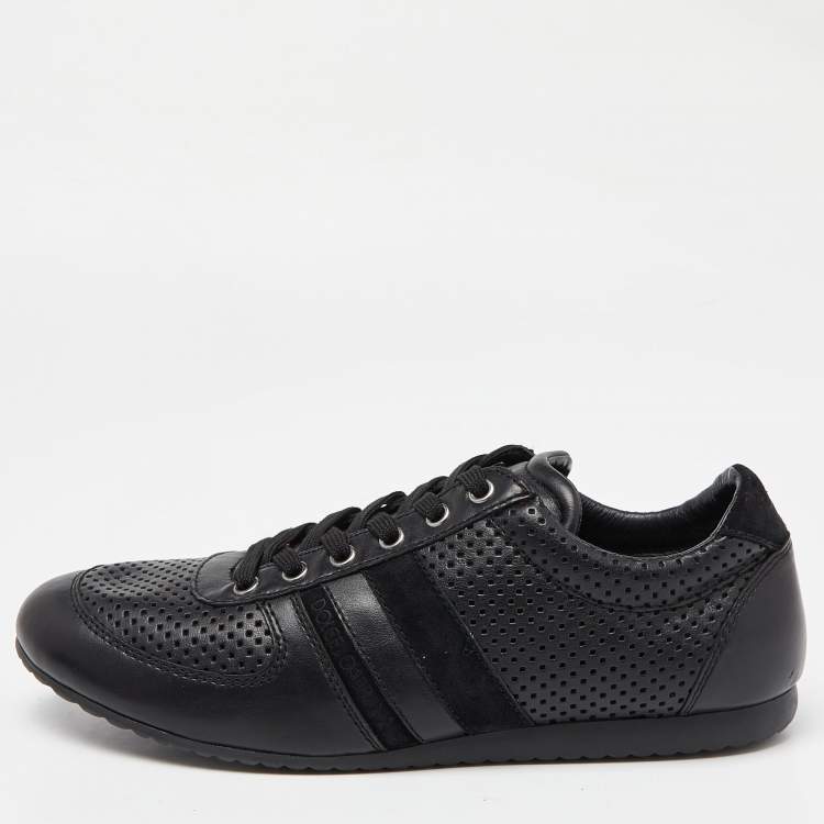 Pre Owned Dolce & Gabbana Black Perforated Leather Low Top Sneakers Size 42.5