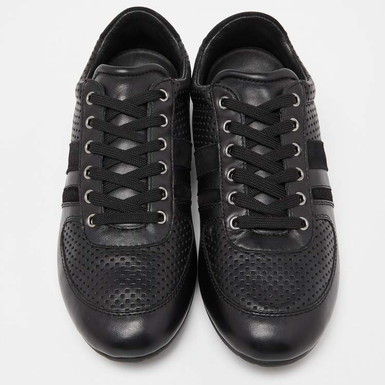 Pre Owned Dolce & Gabbana Black Perforated Leather Low Top Sneakers Size 42.5
