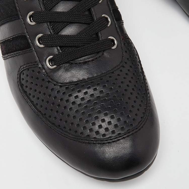 Pre Owned Dolce & Gabbana Black Perforated Leather Low Top Sneakers Size 42.5