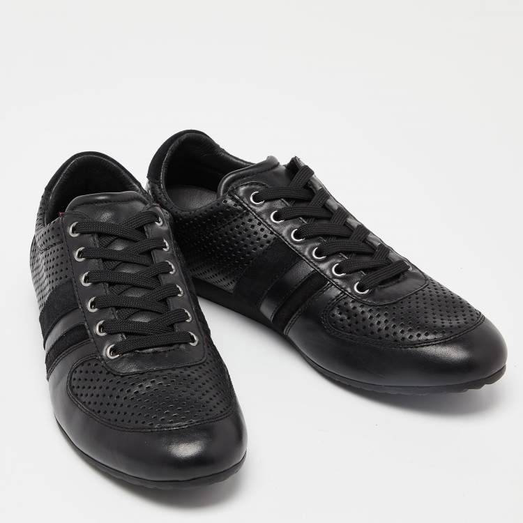 Pre Owned Dolce & Gabbana Black Perforated Leather Low Top Sneakers Size 42.5