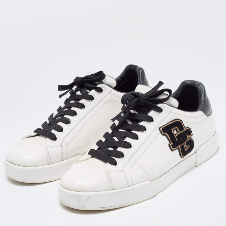 Pre Owned Dolce & Gabbana White Leather Portofino Lace-Up Sneakers Size 41