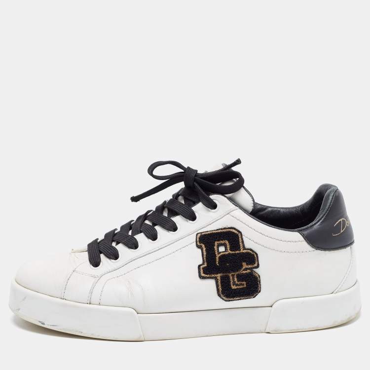 Pre Owned Dolce & Gabbana White Leather Portofino Lace-Up Sneakers Size 41