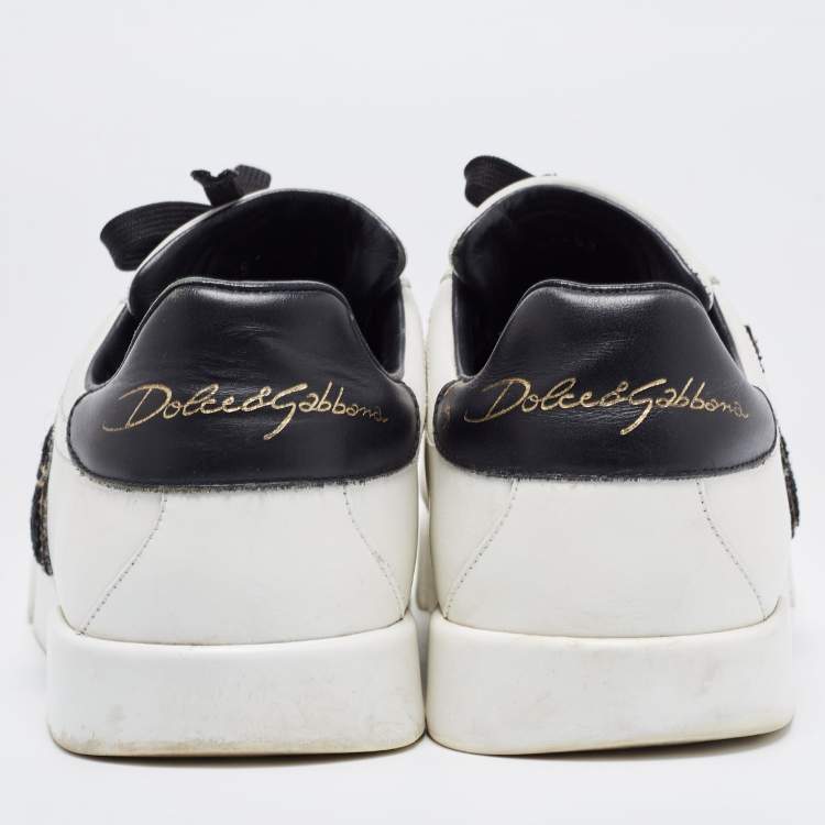 Pre Owned Dolce & Gabbana White Leather Portofino Lace-Up Sneakers Size 41