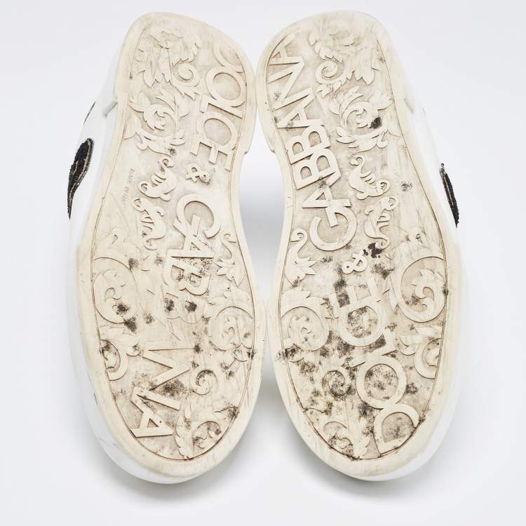 Pre Owned Dolce & Gabbana White Leather Portofino Lace-Up Sneakers Size 41