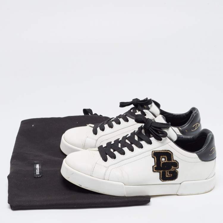 Pre Owned Dolce & Gabbana White Leather Portofino Lace-Up Sneakers Size 41
