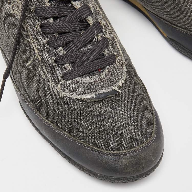 Pre Owned Dolce & Gabbana Dark Grey Denim Lace Up Sneakers Size 45