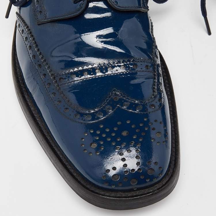 Pre Owned Dolce & Gabbana Blue Leather Brogue Derby Oxford Size 44