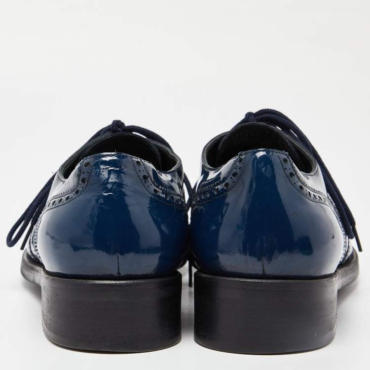 Pre Owned Dolce & Gabbana Blue Leather Brogue Derby Oxford Size 44