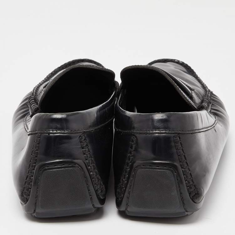 Pre Owned Dolce & Gabbana Black Leather Slip On Loafers Size 44.5