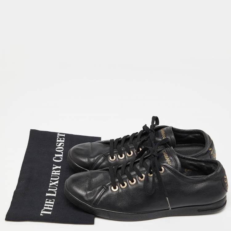 Pre Owned Dolce & Gabbana Black Leather Low Top Sneakers Size 42.5