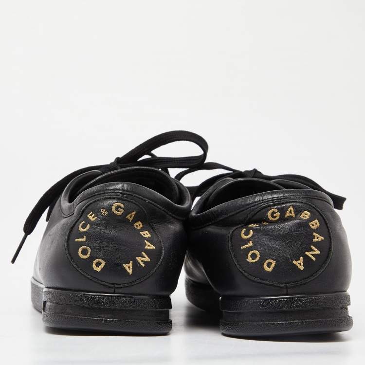 Pre Owned Dolce & Gabbana Black Leather Low Top Sneakers Size 42.5