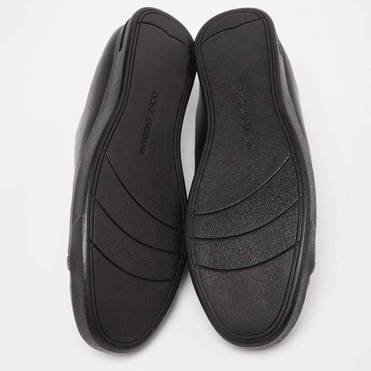 Pre Owned Dolce & Gabbana Black Leather Low Top Sneakers Size 42.5