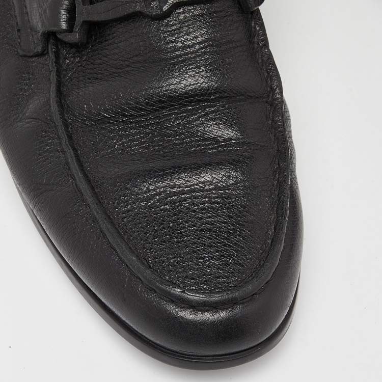 Pre Owned Giorgio Armani Black Leather Slip On Loafers Size 41.5