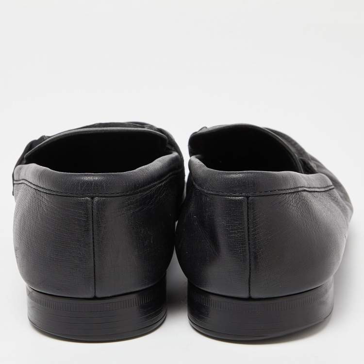 Pre Owned Giorgio Armani Black Leather Slip On Loafers Size 41.5
