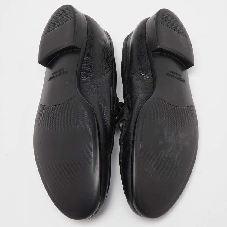 Pre Owned Giorgio Armani Black Leather Slip On Loafers Size 41.5
