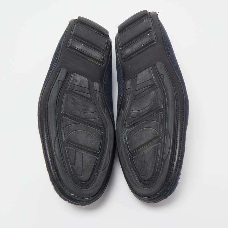Pre Owned Dolce & Gabbana Navy Blue/Black Denim and Studded Leather Loafers Size 40