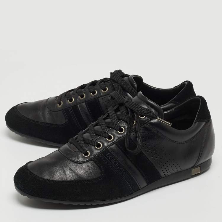 Pre Owned Dolce & Gabbana Black Suede and Leather Low Top Sneakers Size 41