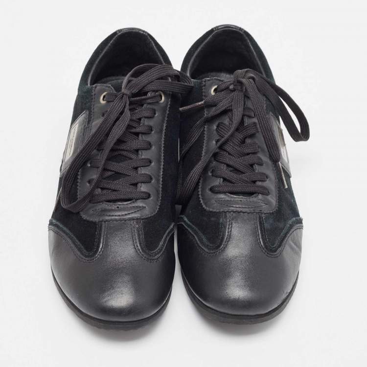 Pre Owned Dolce & Gabbana Black Suede and Leather Low Top Sneakers Size 41
